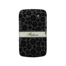 Personalisierter schwarzer und grauer Blumenmuster Blackberry Bold Hülle