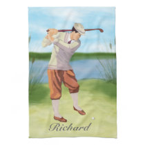 Personalisierter Vintager Golfspieler durch Riverb geschirrtücher