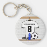 Personalisierter weißer und schwarzer Fußballfußba Schlüsselbänder