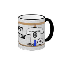 Personalisierter weißer und schwarzer Fußballfußba Kaffee Haferl