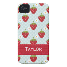 Personalisiertes ErdbeereiPhone 4 Fall-Blau iPhone 4 Hüllen