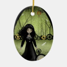 Personalisiertes Steampunk Mädchen-Verzierungsgrün Weihnachtsornament