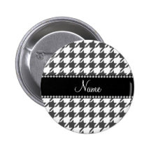Personalisiertes weißes Hahnentrittmusternamensmus Buttons