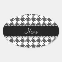 Personalisiertes weißes Hahnentrittmusternamensmus Sticker