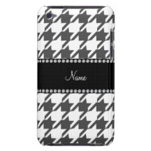 Personalisiertes weißes Hahnentrittmusternamensmus iPod Case-Mate Case