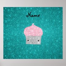 Personalized name bling cupcake diamonds poster
