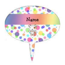 Personalized name dog rainbow polka dots cake picks