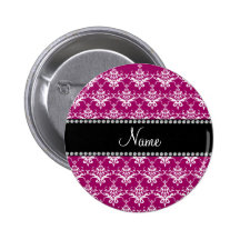 Personalized name magenta pink damask