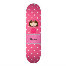 Personalized name pink princess pink polka dots skate board deck