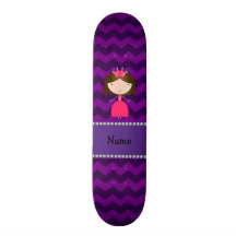 Personalized name pink princess purple chevrons skate decks