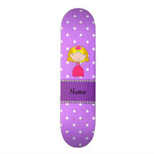 Personalized name princess purple polka dots skate board