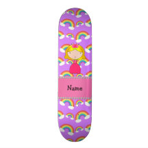Personalized name princess purple rainbows skateboard deck