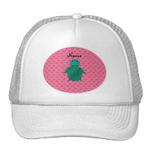 Personalized name sea turtle pink hearts mesh hat