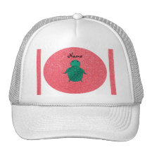 Personalized name seat turtle pink glitter trucker hat