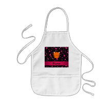 Personalized name tiger face black pink polka dots apron