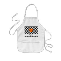 Personalized name tiger face black white checkers apron