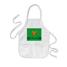 Personalized name tiger face green paw pattern apron