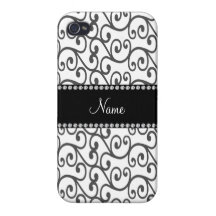 Personalized name white swirls iPhone 4 cases