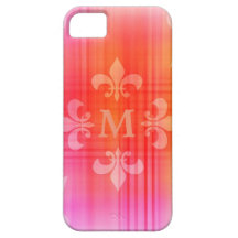 Personalized Pink Fleur de Lis Monogram iPhone 5 Covers