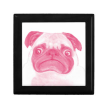 Personalized PINK Grumpy Puggy Keepsake Box