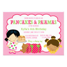 Pfannkuchen und Pyjamassleepover-Party Einladungskarte