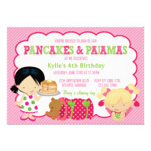 Pfannkuchen und Pyjamassleepover-Party Einladungskarten