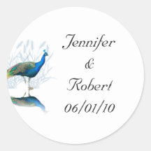 Pfau-Garten in Blauem und in weißem Runde Sticker