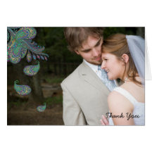 Pfau-Paisley-Hochzeit danken Ihnen Mitteilungskart