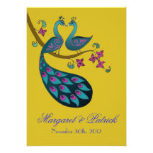 Pfau-Peahen Save the Date (Senf) Einladungskarte
