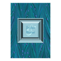 Pfau perlt lila aquamarines Blau Save the Date Personalisierte Einladungen