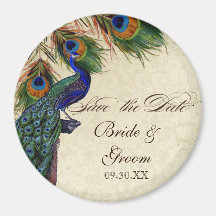 Pfau u. Federn formales Save the Date schwarzes TA Magnets