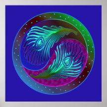 Pfau versieht 5 Yin Yang das Plakat mit Federn