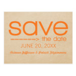 Pfeil-Typografie-Save the Date Postkarte, orange