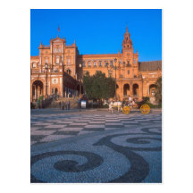 Pferd gezeichneter Wagen in der Piazza de Espana h Postkarte
