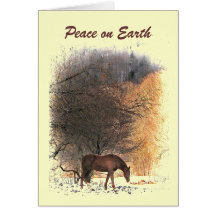 Pferd im Winter-Weltfrieden Karte