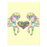 Pferde und Herz-Regenbogen gefärbt Postkarte