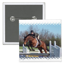 Pferde und Show-springender QuadratPin Anstecknadel