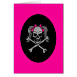 Pferdeschwanzschädel-Abziehbildrosa Grußkarten