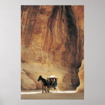 Pferdewagen in der schmalen Schlucht (Siq), PETRA, Plakat