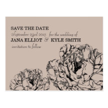 Pfingstrose Save the Date Postkarte
