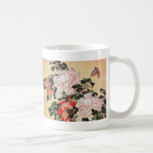 Pfingstrosen und Schmetterling Hokusai Kaffee Tassen