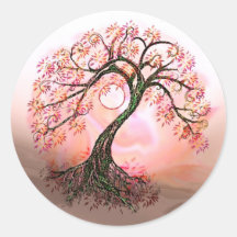 Pfirsich-Baum der Leben-Mond-Aufkleber