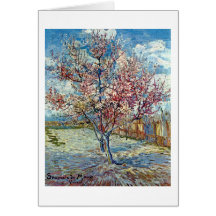 Pfirsich-Baum-schöne Kunst Van Gogh rosa Grußkarte