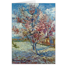 Pfirsich-Baum-schöne Kunst Van Gogh rosa Karte