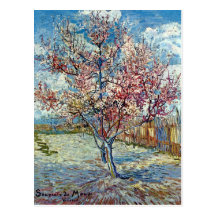 Pfirsich-Baum-schöne Kunst Van Gogh rosa Postkarte