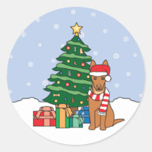 Pharao-Jagdhund-und Weihnachtsbaum Sticker