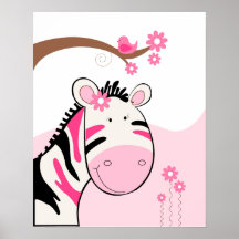 Phoebes Plakat-Druck Zebra-(Schwarzes/Rosa)