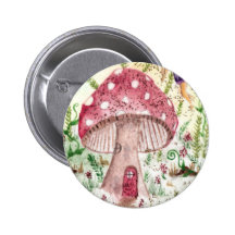 Pilz, Fee u. Schmetterling Anstecknadelbuttons