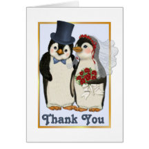 Pinguin-Hochzeit danken Ihnen zu kardieren Karten