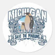 Pinguin Michigan Runde Aufkleber